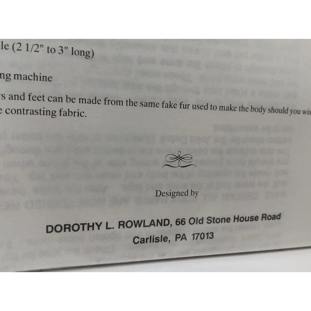 4) Dorothy L. Rowland Pattern & Instructions For Big And Little Griz, Dog, Sheep